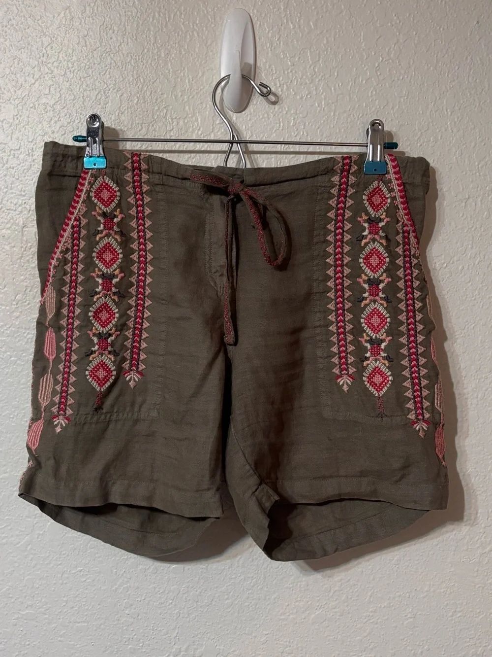 Johnny Was Sabriya Embroidered Linen Shorts XS